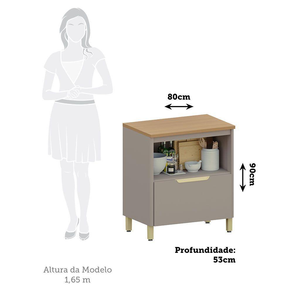 Balcão De Cozinha 80cm 1 Porta 1 Gavetão Com Tampo Lumina Lu Cinammon/cinammon - 2