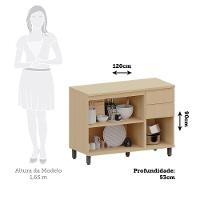 Balcão De Cozinha 120cm 3 Pts E 2 Gav C/ Tampo Aura Luciane Carvalho