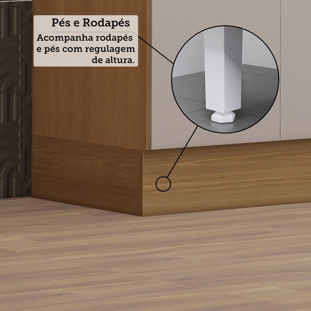 Balcão De Cozinha Pia 120cm 2 Pts E 3 Gav C/ Tampo Elegance Freijó/cinammon/quartzo Bege - 5