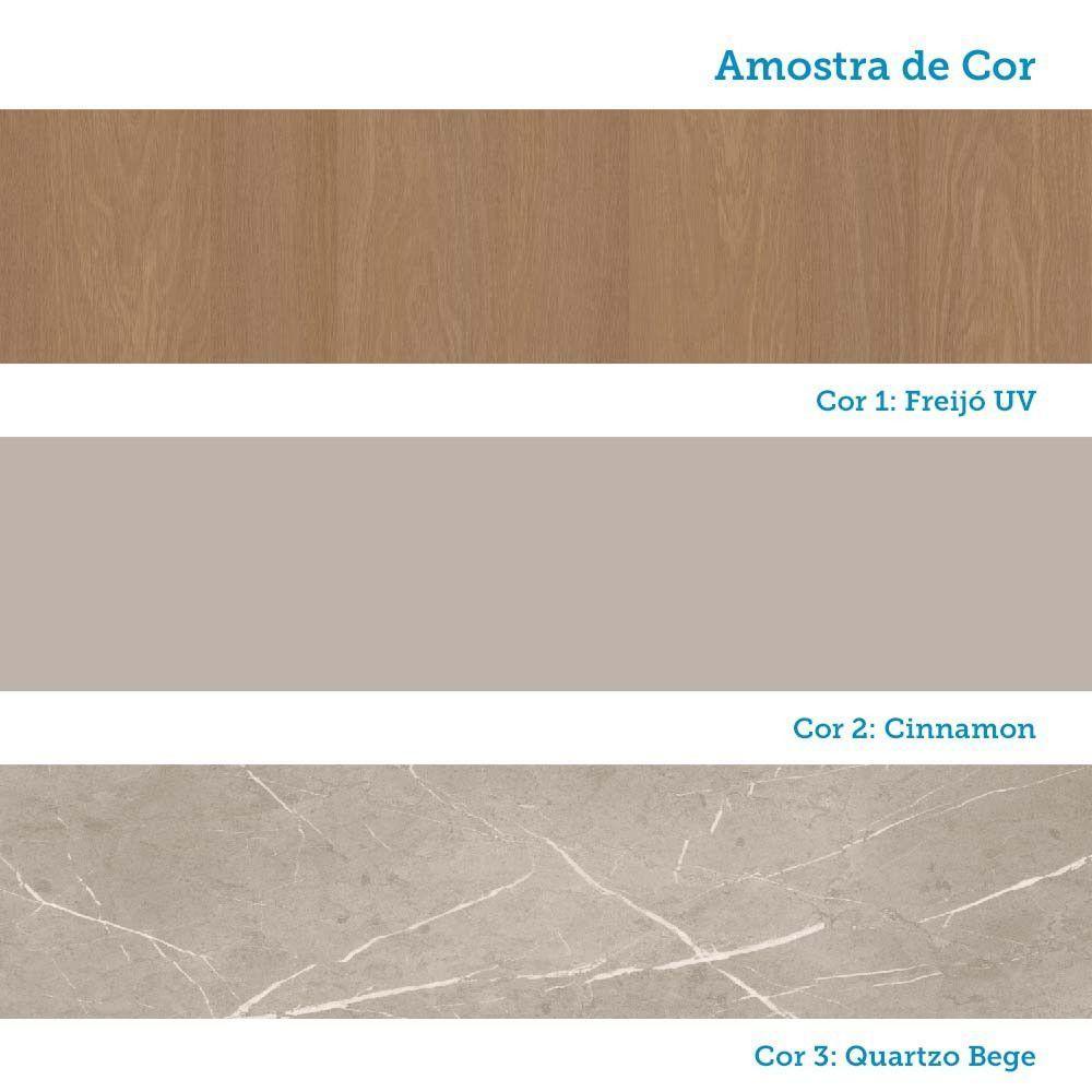 Balcão De Cozinha Pia 120cm 2 Pts E 3 Gav C/ Tampo Elegance Freijó/cinammon/quartzo Bege - 9