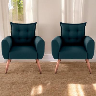 Jogo De Poltronas Decorativas Emma Suede Petróleo