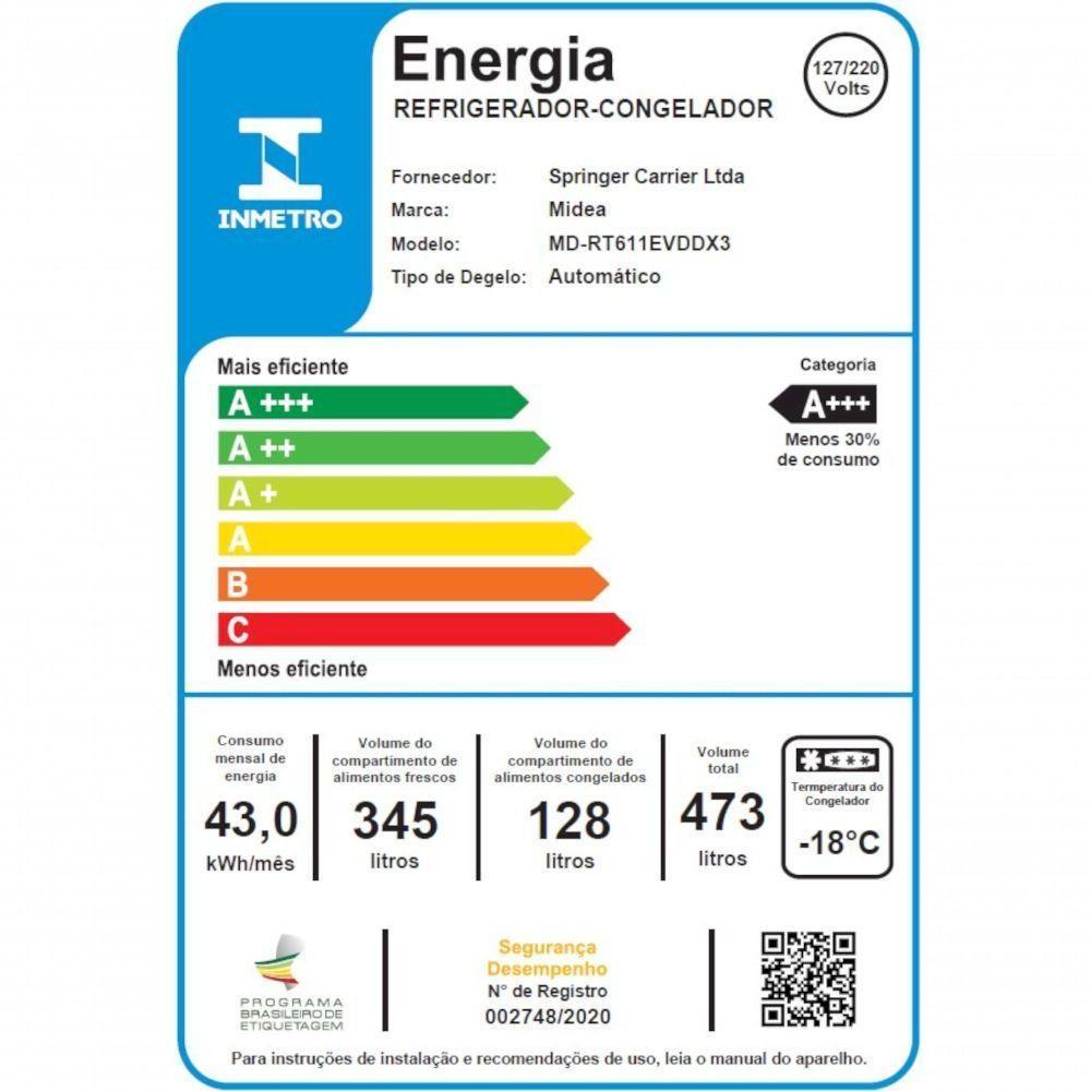 Geladeira Frost Free Inverter Midea MD-RT611EVDDX3 473L Preto Bivolt - 6