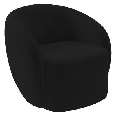 Poltrona Giratória Orgânica Garbin Z08 Sala De Estar Veludo Preto Mpozenato