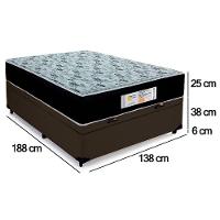 Cama Box Baú Casal Sintético + Colchão Molas Ensacadas Sereneprime Sonnolux 138x188x69 Cor:marrom