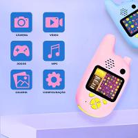 Walkie Talkie Infantil Com Câmera Digital Para Crianças - Par (azul E Rosa) - Bivolt - 8