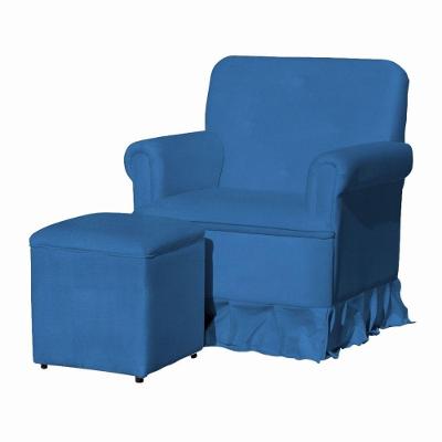 Poltrona Balanço De Amamentação Quarto Com Puff Emilia Suede Suede Azul Royal
