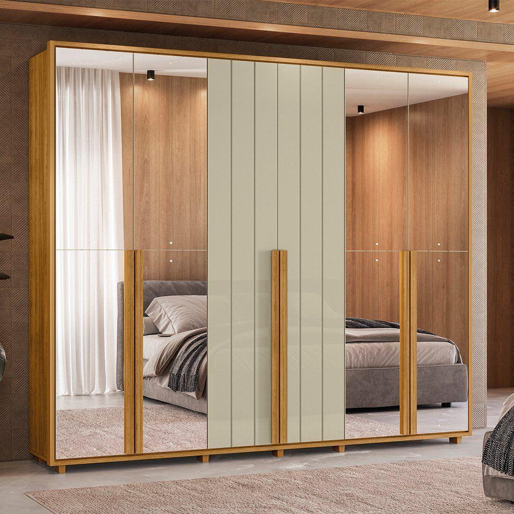 Guarda-roupa Casal Volpi Ripado 6 Portas 6 Gavetas 4 Portas C/ Espelho - 7 Decor Cumaru E Opala - 2
