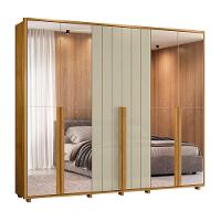 Guarda-roupa Casal Volpi Ripado 6 Portas 6 Gavetas 4 Portas C/ Espelho - 7 Decor Cumaru E Opala - 1