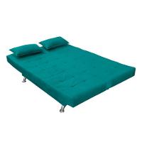 Sofá Cama Casal Com Almofadas Rivera Suede Azul Turquesa - 7