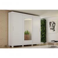 Armario Roupeiro Florença 3 Portas 4 Gavetas C/kit 2 Espelhos E Com Pes Chf Branco - 1