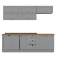 Cozinha Modulada Americana 8 Peças Balcão 120cm Cinza/nature Com Tampo - Móveis Henn Cinza/nature - 1