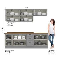 Cozinha Modulada Americana 8 Peças Balcão 120cm Cinza/nature Com Tampo - Móveis Henn Cinza/nature - 7