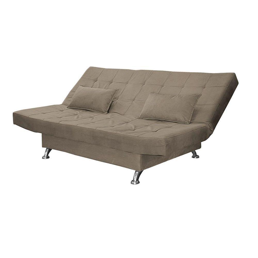 Sofá Cama Casal Com Almofadas Califórnia Suede Cappuccino - 8