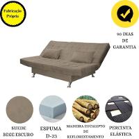 Sofá Cama Casal Com Almofadas Califórnia Suede Cappuccino - 5