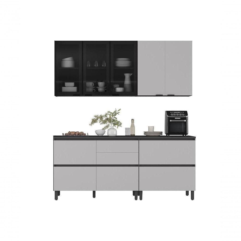 Cozinha Completa Itatiaia Lumina 200cm Em Madeira Mdf Grafite/fendi - 2