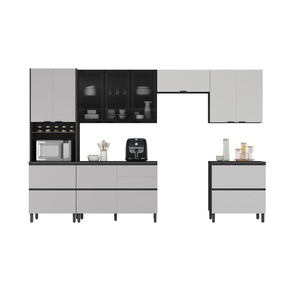 Cozinha Completa Itatiaia Lumina 410cm Em Madeira Mdf Grafite/fendi - 2