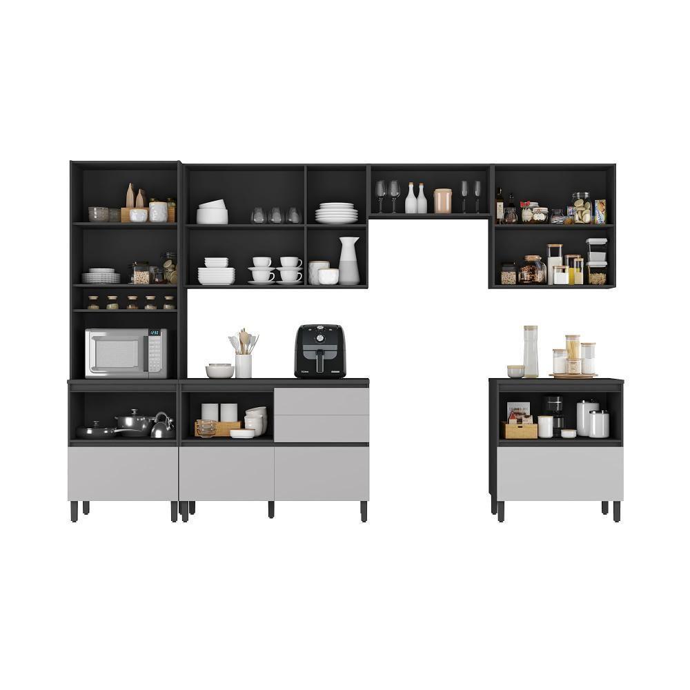 Cozinha Completa Itatiaia Lumina 410cm Em Madeira Mdf Grafite/fendi - 3