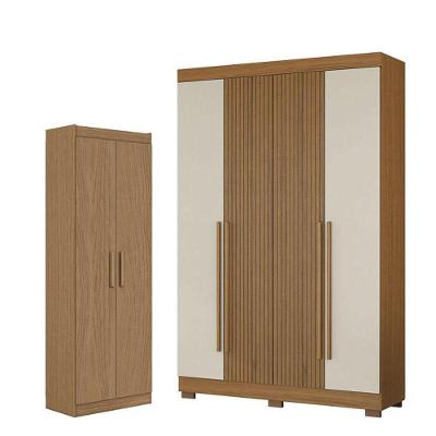 Guarda Roupa Casal 2030240 4 Portas 2 Gavetas Atacama Areia e Armário Multiuso