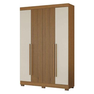Guarda Roupa Casal 4 Portas 2 Gavetas Atacama Areia com Cômoda e Armário Multiuso