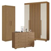 Guarda Roupa Casal 2030240 Atacama Areia Com Armário Multiuso 2000191 E Cômoda 2014148 Atacama - Aramóveis - 1