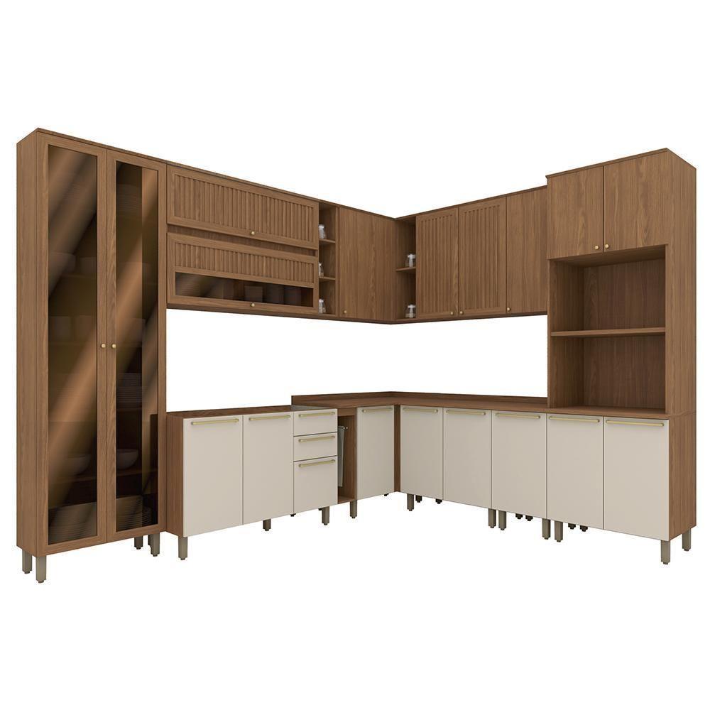 Cozinha Modulada Requinte 10 Peças Com Torre Quente 2 Fornos Nature/areia - Móveis Henn Nature/areia - 1