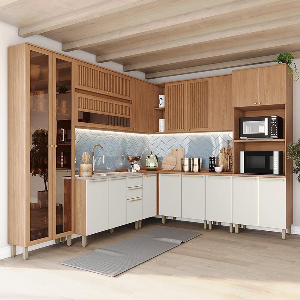 Cozinha Modulada Requinte 10 Peças Com Torre Quente 2 Fornos Nature/areia - Móveis Henn Nature/areia - 2