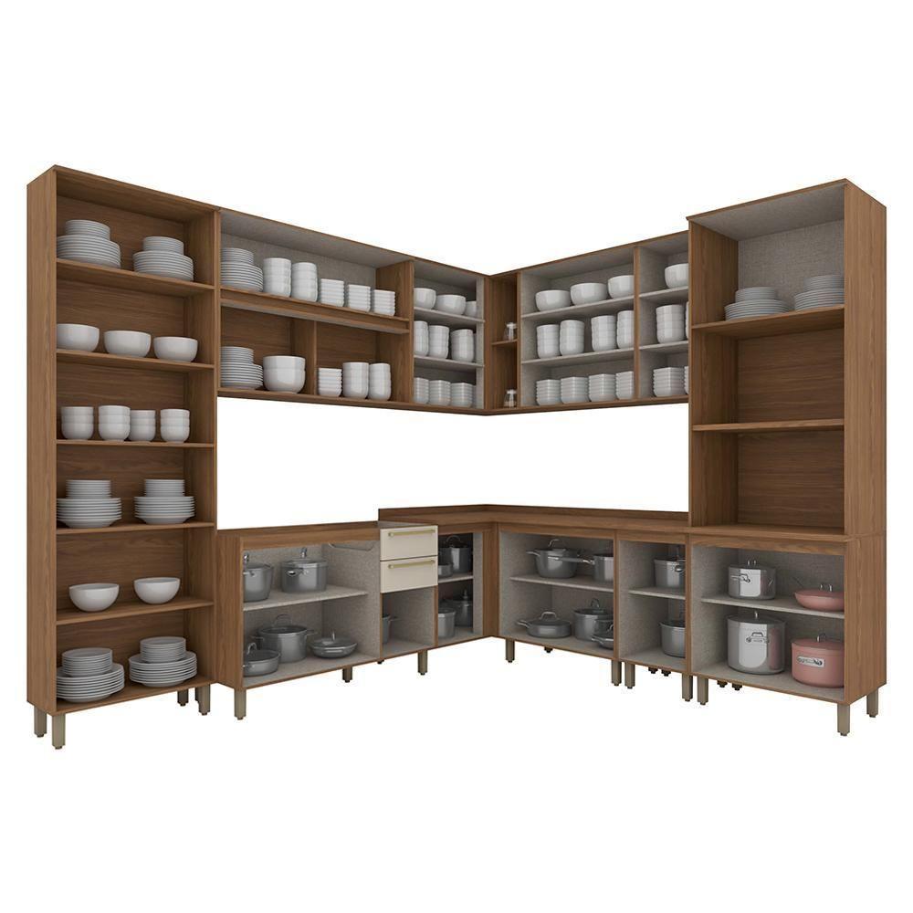 Cozinha Modulada Requinte 10 Peças Com Torre Quente 2 Fornos Nature/areia - Móveis Henn Nature/areia - 6