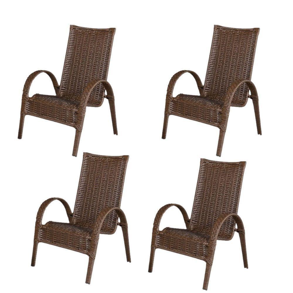 Kit 4 Cadeiras Paris Area Externa, Jardim Junco Envelhecido - 1