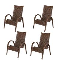 Kit 4 Cadeiras Paris Area Externa, Jardim Junco Envelhecido - 1