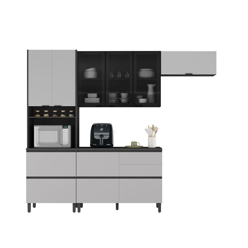 Cozinha Completa Itatiaia Lumina 270cm Em Madeira Mdf Grafite/fendi - 2