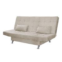 Sofá Cama Casal Com Almofada 3 Lugares Califórnia Suede Bege - 1