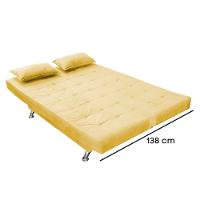 Sofá Cama Casal Com Almofadas Chicago Suede Amarelo