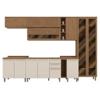 Cozinha Modulada Requinte 9 Peças Com Cristaleira Nature/areia - Móveis Henn Nature/areia - 1