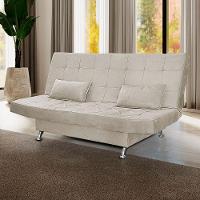 Sofá Cama Casal Com Almofadas 3 Lugares Rivera Suede Bege - 2