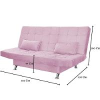 Sofá Cama Casal Com Almofadas 3 Lugares Chicago Suede Rosê - 3