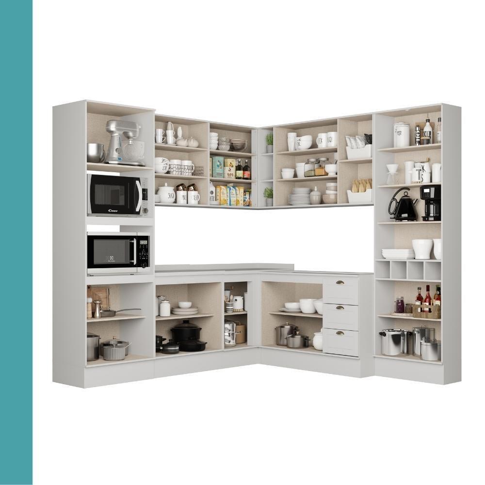 Armário De Cozinha Completa C Balcão Milla Dusk Carraro Branco - 2