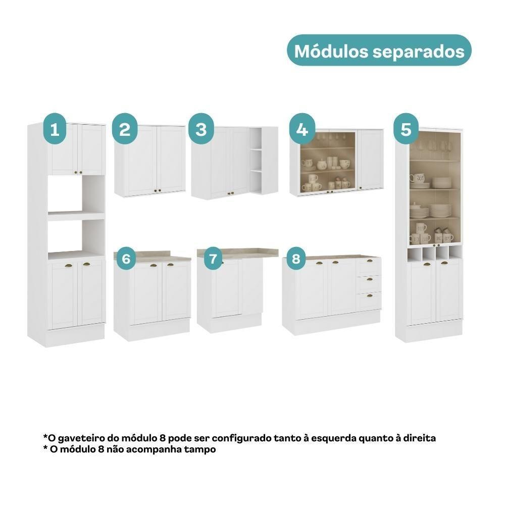 Armário De Cozinha Completa C Balcão Milla Dusk Carraro Branco - 5