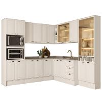 Armário De Cozinha Completa C Balcão Milla Dusk Carraro Branco - 3