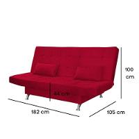Sofá Cama Casal Com Almofadas Rivera Suede Vermelho - 3