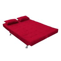 Sofá Cama Casal Com Almofadas Rivera Suede Vermelho - 7