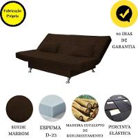 Sofá Cama Casal Com Almofadas Chicago Suede Marrom Escuro - 5
