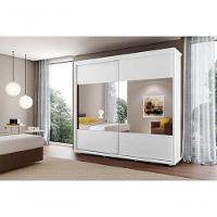 Guarda Roupa Casal Cadenza 2 Porta Correr 6 Gavetas Com Espelho 100% Mdf Branco Fenix - 1