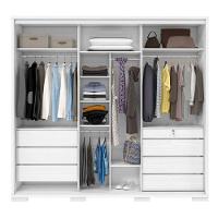 Guarda Roupa Casal Cadenza 2 Porta Correr 6 Gavetas Com Espelho 100% Mdf Branco Fenix - 3