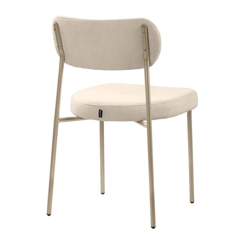 Cadeira Lavínia Bouclê Bege/aço Champanhe - Salaone Bouclê Bege/aço Champanhe - 2