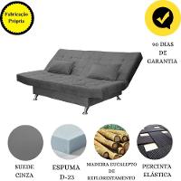 Sofá Cama Casal Com Almofada Califórnia Suede Cinza - 5