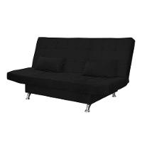 Sofá Cama Casal Com Almofadas Chicago Suede Preto - 1