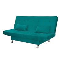 Sofá Cama Casal Com Almofadas Bettina Suede Azul Turquesa - 1