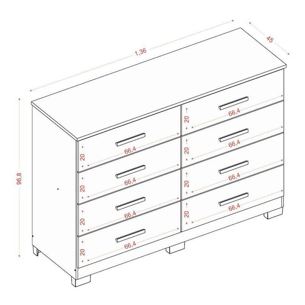 Guarda Roupa Casal 2030230 Atacama Areia Com Multiuso 2000191 E Cômoda 2014148 Atacama - Aramóveis - 9