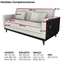 Sofa Cama 2 Lugares 203 Cm Boucle Corino Preto Milani Store Natural