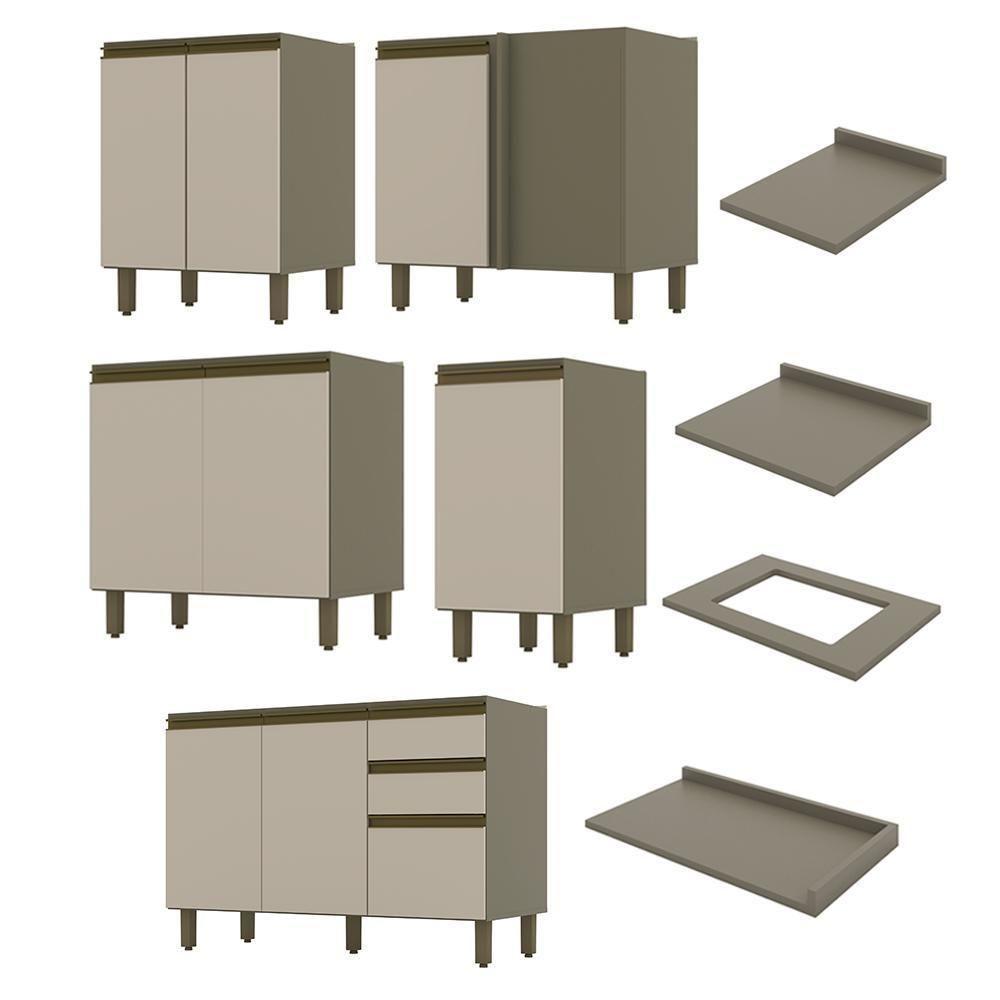 Cozinha Completa De Canto Connect 12 Peças Duna/cristal Com Torre Quente 2 Fornos - Móveis Henn Duna/cristal - 5